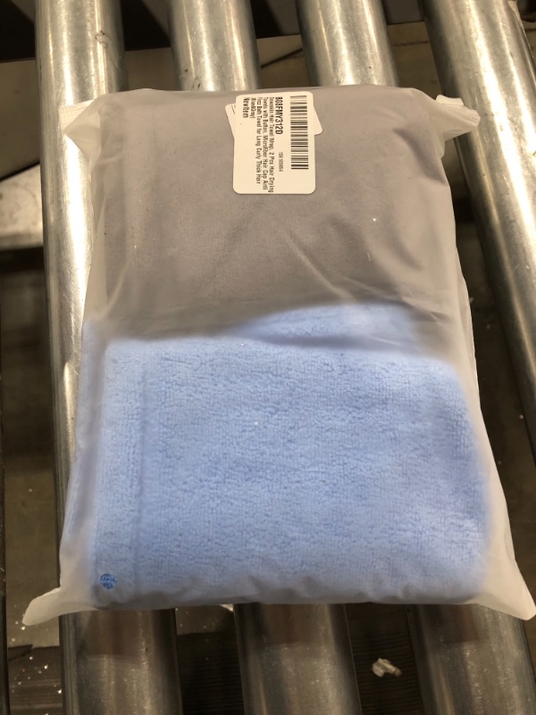 Photo 1 of Dowoskin Hair Towel Wrap, 2 Pcs Hair Drying Towels with Button, Microfiber Hair Cap Anti Firzz Bath Towel for Long Curly Thick Hair (Blue&Gray)
