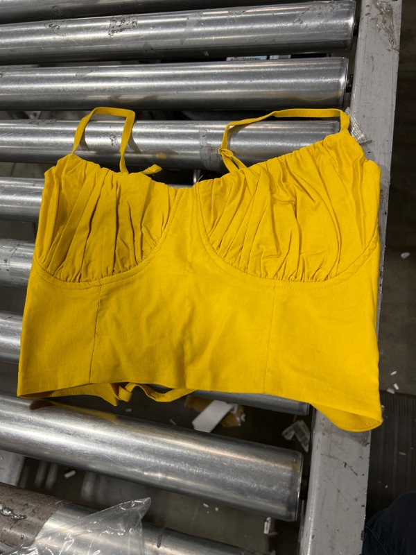 Photo 1 of Women's Mustard Yellow Crop Tank Top, Medium 