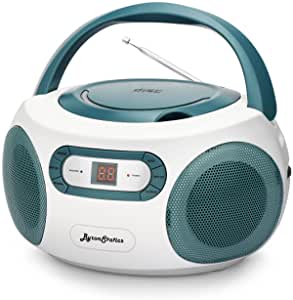 Photo 1 of ByronStatics Portable CD Player Boombox with AM FM Radio, Top Loading CD, 1W RMS x 2 Stereo Speaker, Aux-in Jack, LCD Display, AC110-120V Operated
