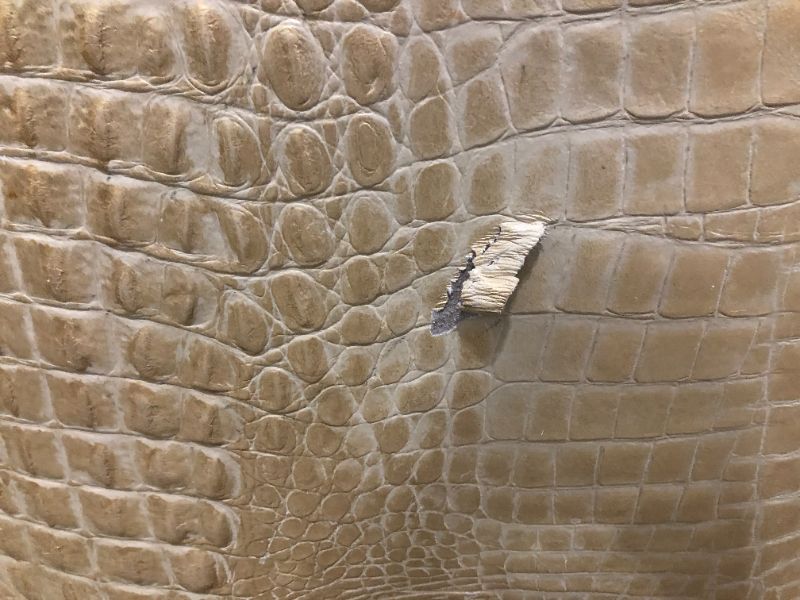 Photo 5 of FAUX MARBLE AND LEATHER CREME COLORED CROCODILE PRINT VINYL 54L X 30W X 16H INCHES