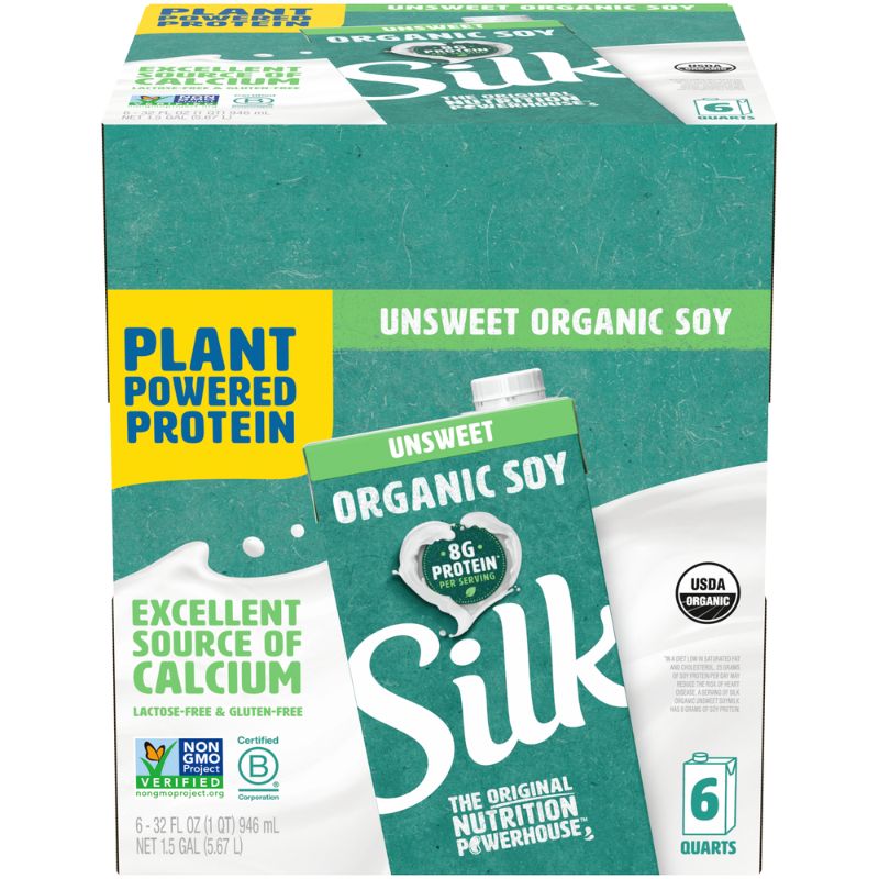 Photo 1 of (Pack of 6) Silk Organic Shelf-Stable Unsweetened Soymilk, 1 Quart
Best By Dec/11/21

