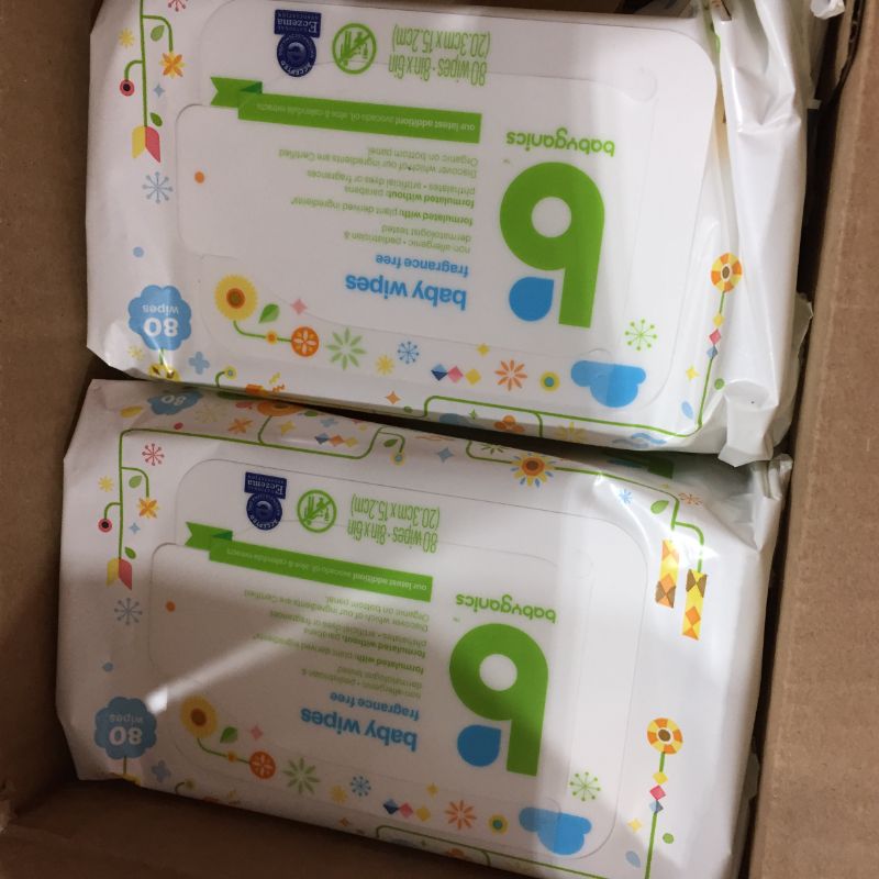 Photo 2 of Baby Wipes, Babyganics Unscented Diaper Wipes , 400 Count, (5 Packs of 80), Non-Allergenic and formulated with Plant Derived Ingredients
