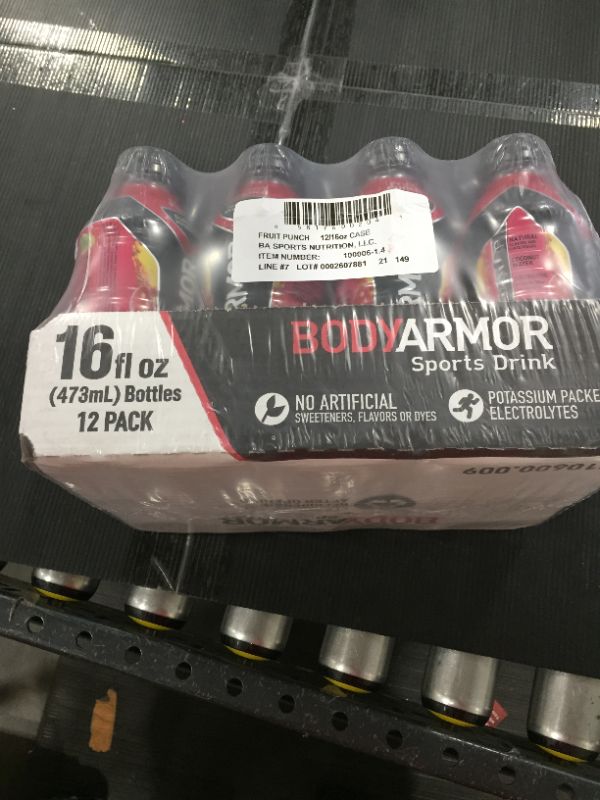 Photo 3 of BODYARMOR Sports Drink, Fruit Punch, 16 Fl. Oz., 12 count
EXP UNKNOWN