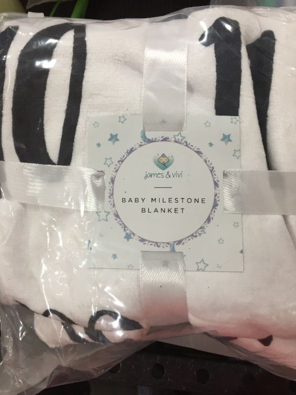 Photo 1 of James & Vivi Baby Milestone Blanket - Unisex and Large Enough for Twins Baby Monthly Milestone Blanket Girl or Boy - Soft Cozy Fluffy Plush Fleece for Newborn Photo Prop
