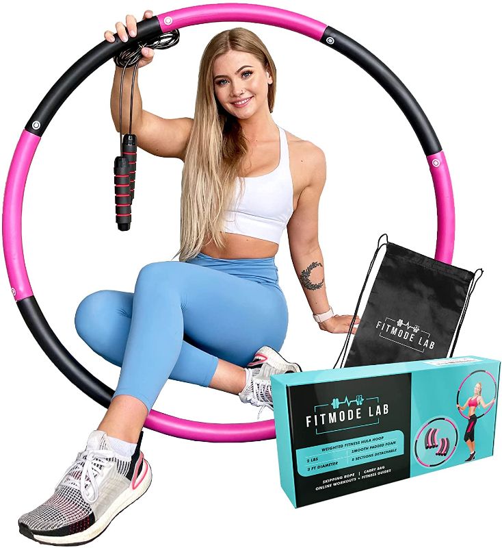 Photo 1 of Weighted Hula Hoops for Adults by FITMODE LAB - Weight Adjustable Weighted Hoola Hoops with Jump Rope and Carry Bag - Sturdy Material and Soft Padding Ideal for Exercise and Weight Loss
COLORS MAY VARYT