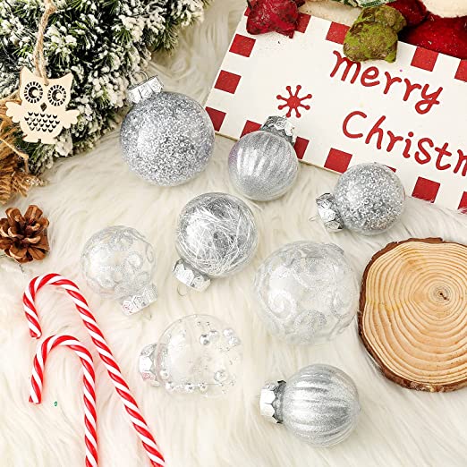 Photo 1 of 70mm/2.76" Shatterproof Clear Large Christmas Ball Ornaments Hanging Xmas Tree Decorations Ornament Sets for Tree ,Christmas Tree Decorations Clearance (24 Count,Silver)
