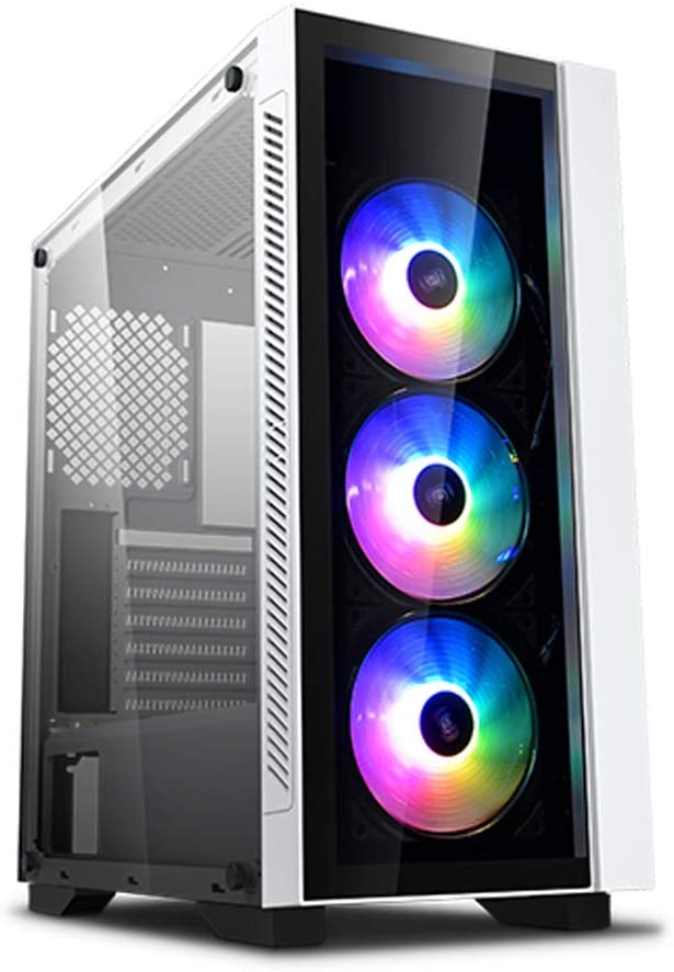 Photo 1 of DeepCool MATREXX 55 V3 ADD-RGB WH 3F Mid-Tower ATX Case, E-ATX Support, Tempered Glass Panels, Three Included ARGB Fans, Motherboard Sync and Front I/O RGB Control, White
