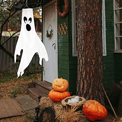 Photo 1 of 43” Halloween Ghost Windsock Hanging Decorations with color changing light, for Home Yard Outdoor Indoor Decor Party Supplies
