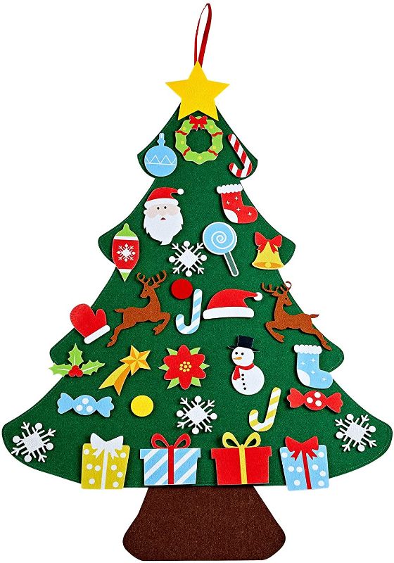 Photo 1 of Felt Christmas Tree for Kids with Adhesive Hook?3ft DIY Felt Christmas Tree with 33 Pcs Hanging Ornaments Kids Handmade Xmas Education Toy for Home Party Door Window Wall Christmas Decorations
