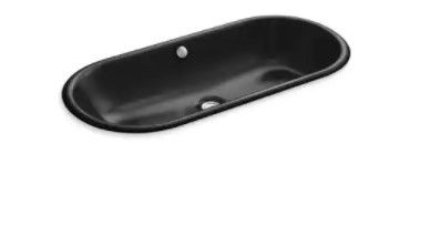 Photo 1 of  KOHLER Iron Plains 33 in. Drop-In/Undermount Cast Iron Bathroom Sink in Black Black