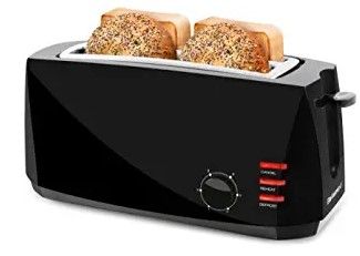 Photo 1 of Elite Gourmet ECT4829B# Long Slot Toaster, Reheat, 6 Toast Settings, Defrost, Cancel Functions, Slide Out Crumb Tray, Extra Wide Slots for Bagels Waffles, 4-Slice, Black
