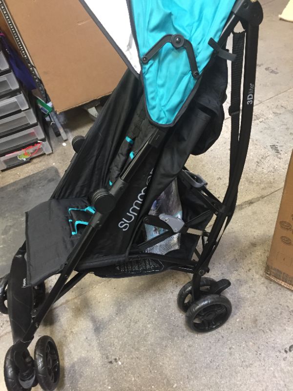 Photo 5 of Summer 3Dlite Convenience Stroller, Teal - Lightweight Stroller with Aluminum Frame, Large Seat Area, 4 Position Recline, Extra Large Storage Basket - Infant Stroller for Travel and More
