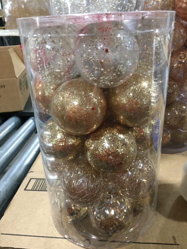 Photo 1 of 30 count rose gold Christmas ball ornaments 