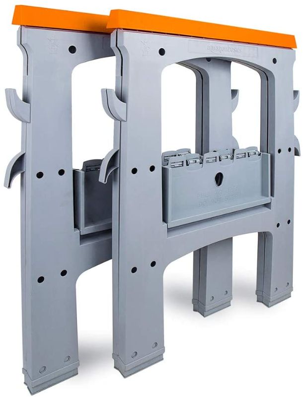 Photo 1 of Amazon Basics Folding Sawhorse - Set of 2, 900 Pound Capacity
