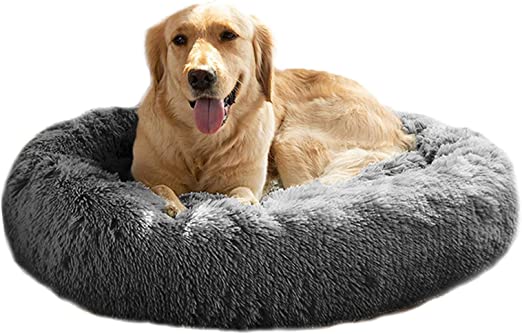 Photo 1 of Calming Dog Bed for Medium and Large Dogs Comfortable Pet Bed Faux Fur Donut Cuddler 
