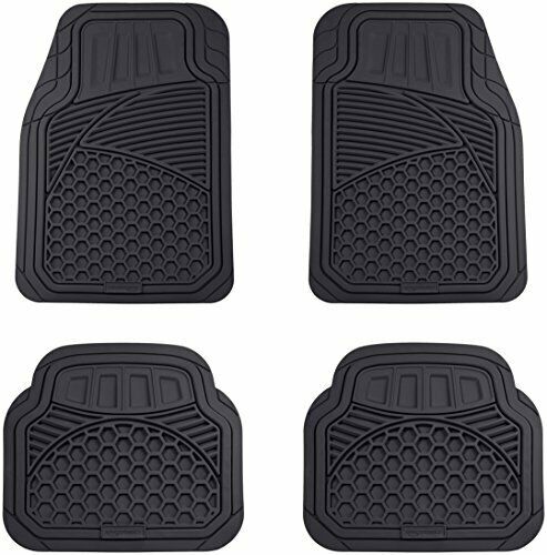 Photo 1 of Amazon Basics 4-Piece Thick Flexible Rubber Car Floor Mat, Black