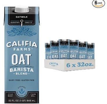 View 1 of Califia Farms - Oat Milk, Unsweetened Barista Blend, 32 Fl Oz (Pack of 6) | Shelf Stable | Non Dairy Milk | Creamer | Vegan | Plant Based | Gluten-Free | Non-GMO---EXP NOV 23, 2021