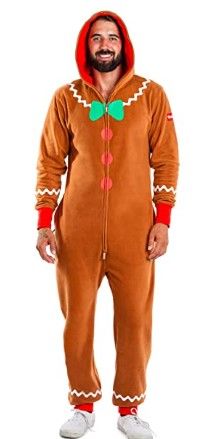 Photo 1 of Cozy Men's Gingerbread Jumpsuit - Funny Gingerbread Cozy Christmas Onesie XXL