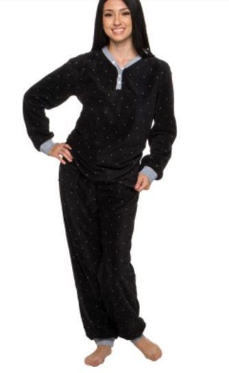 Photo 1 of Silver Lilly - Women's 2-Piece Fleece Polka Dot Pajama Set medium