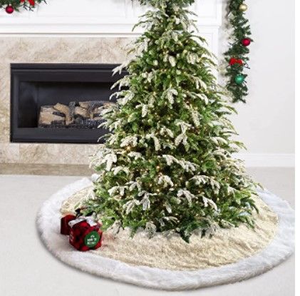 Photo 1 of 48 Inch Christmas Tree Plush Skirt Decoration for Christmas Party Christmas Tree Skirt Decorations