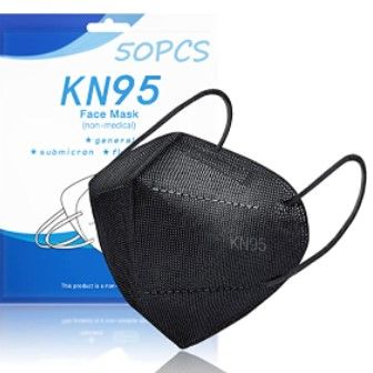 Photo 1 of 30/50/100/200/500/1000 Breathable Adjustable Face Mask Masks 5 Layer Cup Black Elastic Ear Loops Athletic Fashion for Adult