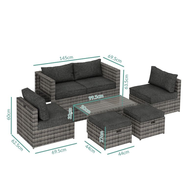 Photo 1 of 6 Seater Grey Rattan Garden Sofa Set - Aspen, BOX 2 OF 4 ONLY, MISSING OTHER BOXES IN SET