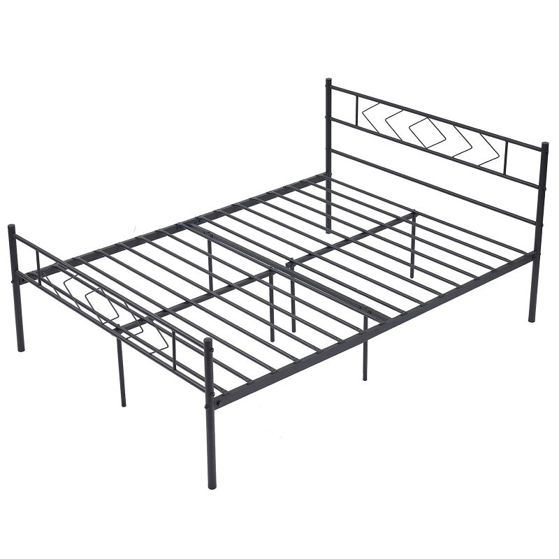 Photo 1 of PNML Metal Bed Frame Platform Mattress Foundation with Headboard & Footboard Box Spring Replacement, Heavy Duty & Quick Assembly (Black, Full)