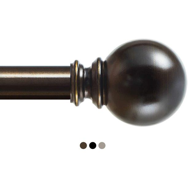 Photo 1 of KAMANINA 1 Inch Curtain Rod 36-72 Inches, Round Finials, Bronze Drapery Rod
