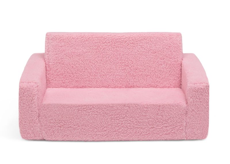 Photo 1 of Delta Children Cozee Flip-Out Sherpa 2-in-1 Convertible Sofa to Lounger for Kids, PINK