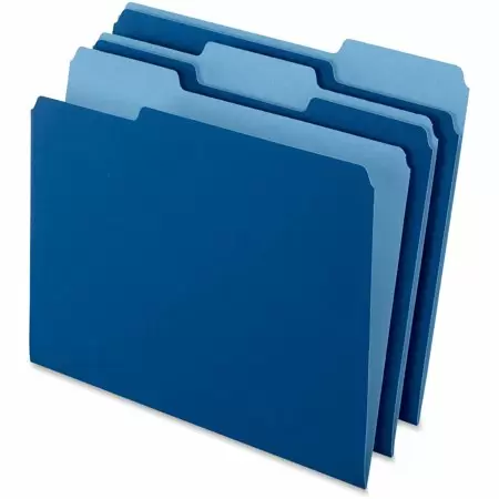 Photo 1 of Two-Tone File Folder 1/3 Top Tab Letter Navy Blue/Light Navy Blue 100/Box