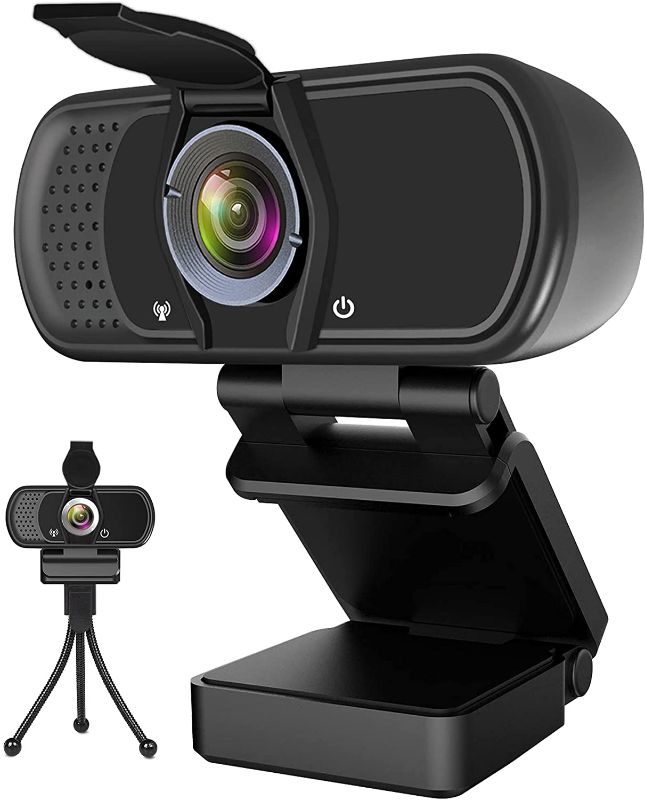 Photo 1 of Webcam with Microphone,Hrayzan 1080P HD Webcam with Privacy Cover and Tripod,Streaming Computer Web Camera with 110 Degree Wide View Angle,USB PC Webcam for Video Calling Recording Conferencing
