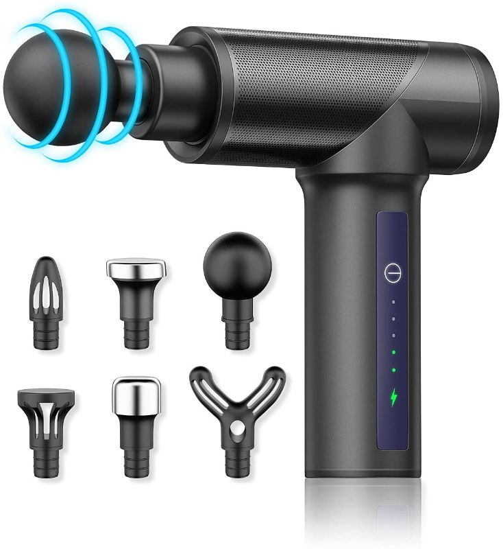 Photo 1 of Massage Gun, Sportneer Deep Tissue Muscle Percussion Massager Gun for Athletes, Handheld Electric Back Massager for Muscle Relax & Pain Relief with 6 Massage Heads and 5 Speeds, Quiet and Lightweight, SEALED
