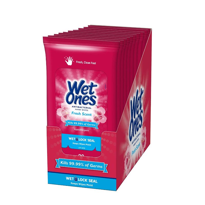 Photo 1 of Wet Ones Antibacterial Hand Wipes, Fresh Scent, 20 Count (Pack of 10), Packaging May Vary
