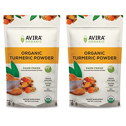 Photo 1 of AVIRA ORGANIC TURMERIC POWDER, CURCUMA LONGA ROOT, ALL NATURAL CURCUMIN, ALLERGEN FREE, VEGAN, NON-GMO, SINGLE ORIGIN, SUPERFOOD, EASY TO MIX IN COOKING, TEA AND LATTES, RESEALABLE 8 OUNCE BAG