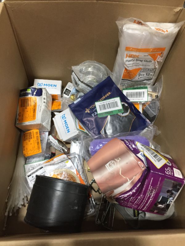 Photo 1 of BOX LOT OF ASSORTED HOME DEPOT MERCHANDISE