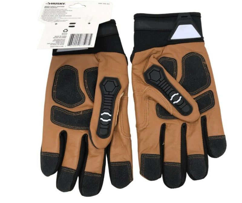 Photo 1 of HUSKY XLarge Grain Goatskin Leather Performance Impact Work Glove with Spandex Back