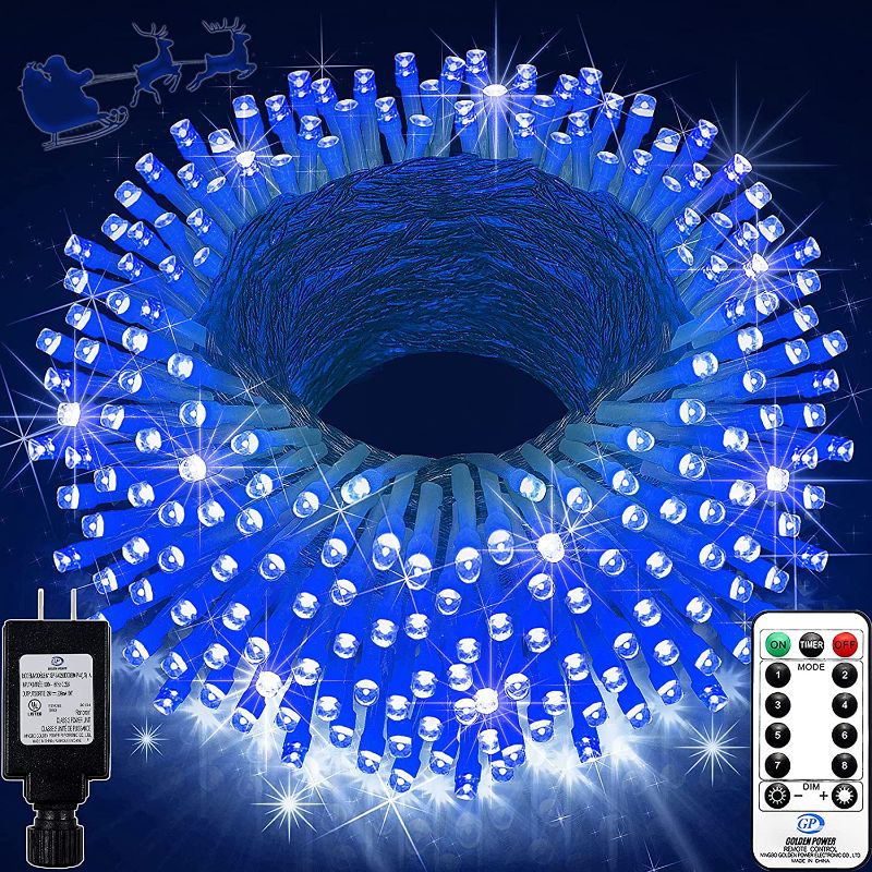 Photo 1 of Christmas Lights Outdoor 1000 LED 393.7ft Super Long String Lights with 8 Modes & Timer, Plug in Twinkle Fairy Lights Decor for Home Xmas Wedding Party Room Yard Tree Holiday Decorations (Blue)
