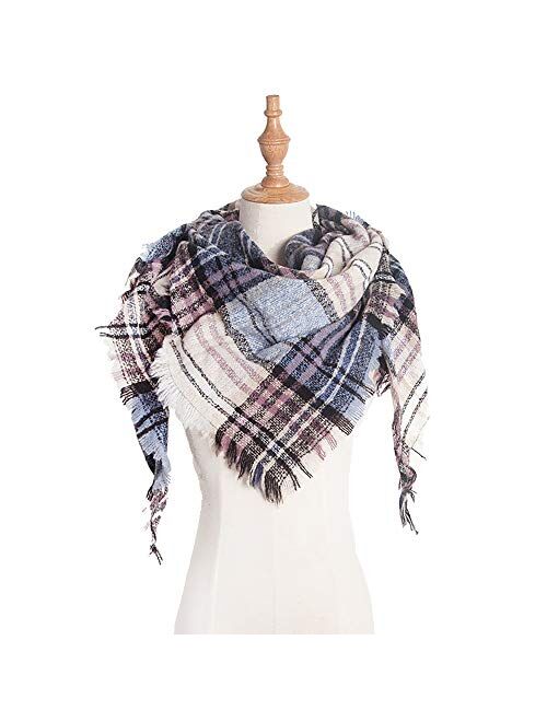 Photo 1 of WANDER Agio Womens Warm Scarf Triangle Shawls Scarves Stripe Plaid Fichu Rough Surface