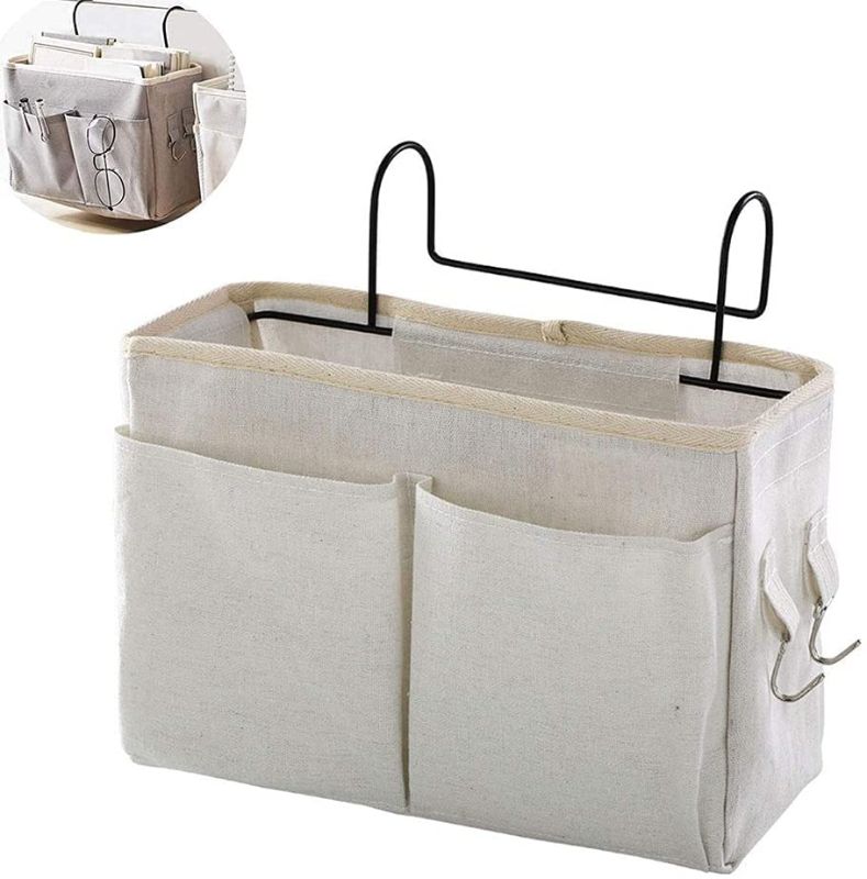 Photo 1 of Bedside Caddy Hanging Bed Organizer Storage Bag Pocket for Bunk and Hospital Beds,College Dorm Rooms Baby Bed Rails,Can be Placed Glasses,Books,Mobile Phones,Keys,Daily Supplies (Grey)
