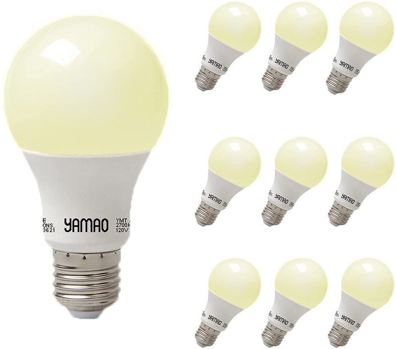 Photo 1 of Yamao A19 Led Light Bulbs 60 Watt Equivalent,2700K Warm Light Led Bulbs,Non Dimmable Standard E26 Base Lightbulbs,9W Energy Efficient 800 Lumens,Indoor Type A Led Flood Light Bulbs (10 Pack)
