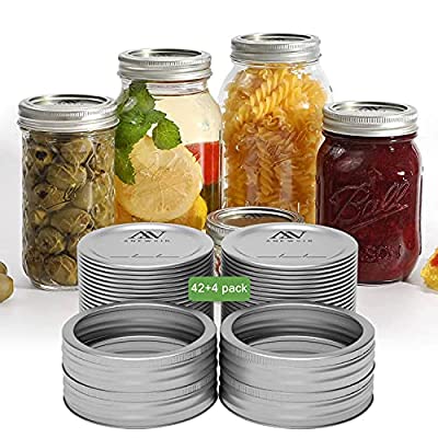 Photo 1 of 42-Count Regular Mouth Canning Lids with 4-Count Bands/Rings for Mason Jars (Silver 70mm)
