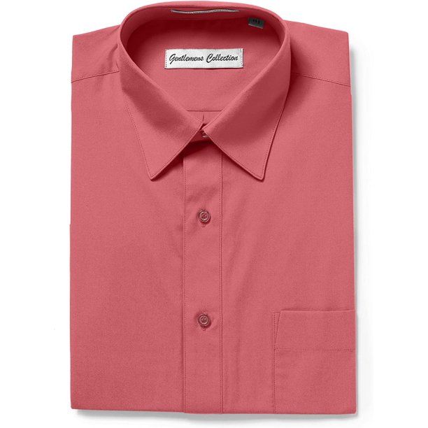 Photo 1 of Gentlemens Collection Mens 1904 Short Sleeve Classic Fit Easy Care Dress Shirt- Rose - 19.5
