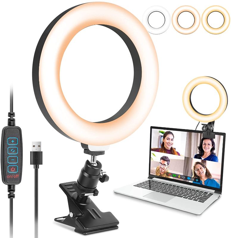 Photo 1 of Video Conference Lighting, Aureday 6” Led Selfie Ring Light for Video Conference, Zoom Calls, Live Streaming, Photography, Online Teaching, Dimmable Webcam/Computer/Laptop/Desktop Light
