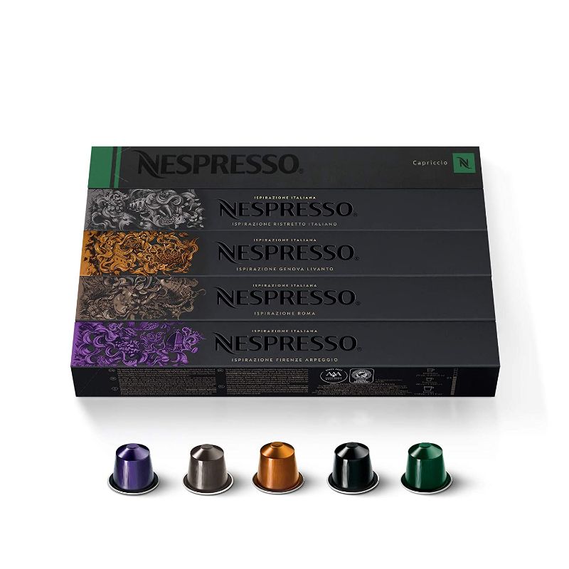 Photo 1 of Nespresso Capsules OriginalLine,Ispirazione Best Seller Variety Pack, Medium & Dark Roast Espresso Coffee, 50 Count Espresso Coffee Pods, Brews 1.35oz, BEST BY 09 30 2021