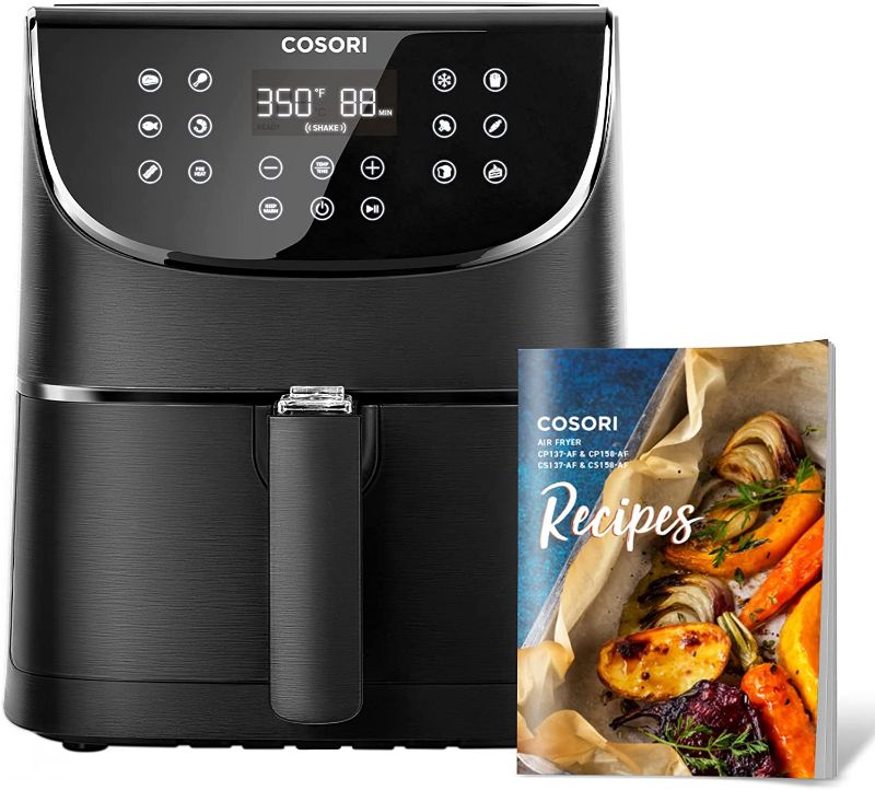 Photo 1 of COSORI Air Fryer Oven Compact 3.7 Qt, Suitable For Families Of 1–3 (100 Recipes), 11 One-Touch Digital Presets, Preheat & Shake Reminder, Nonstick & Dishwasher-Safe Square Basket, 85% Less Oil, Black NO RECIPE BOOK

