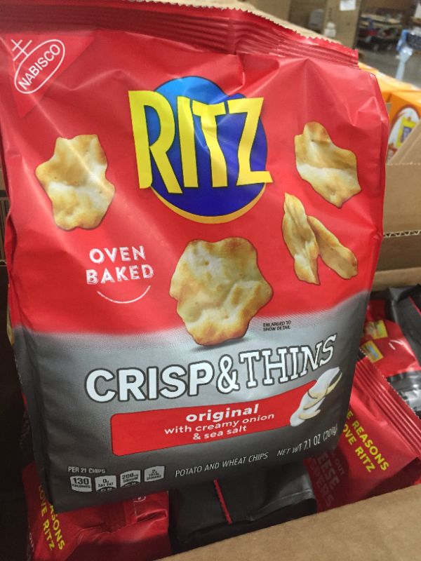 Photo 2 of  6 PACK RITZ Crisp and Thins Original with Creamy Onion and Sea Salt, 7.1 oz

EXPIRED
BEST BY 7/6/2021