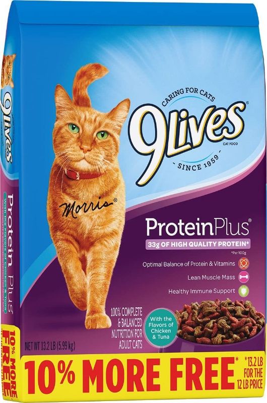 Photo 1 of 2 PACK 9Lives Protein Plus Dry Cat Food Bonus Bag, 13.2Lb

BEST BY 04/22/2022