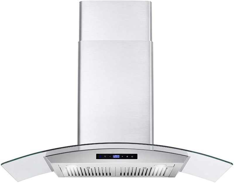 Photo 1 of Cosmo 668WRCS90 36 in. Wall Mount Range Hood, Ducted with 380 CFM, 3 Speeds, Soft Touch Controls, Permanent Filters, LED Lights, Tempered Glass, in Stainless Steel
