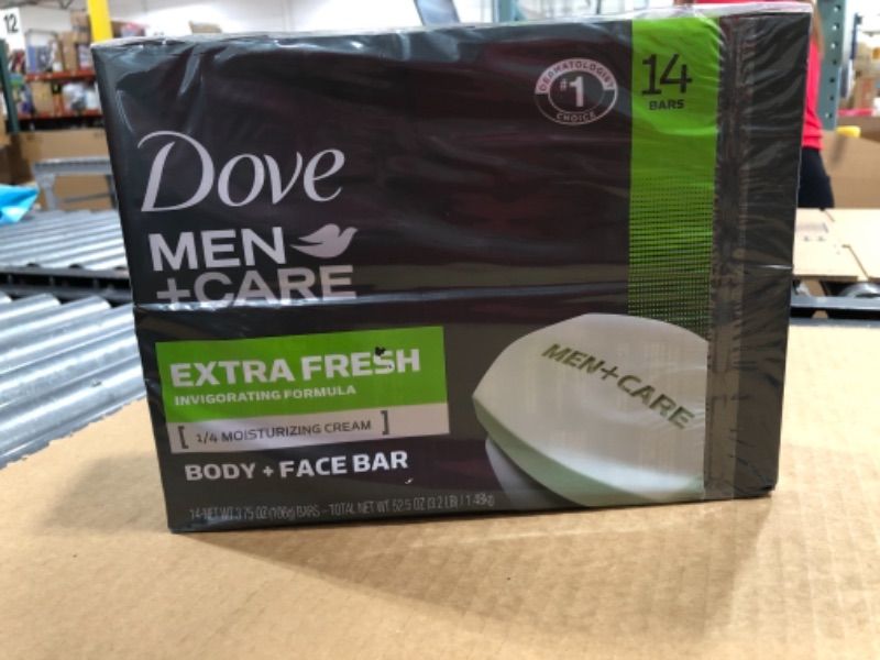 Photo 3 of Dove Men+Care Bar 3 in 1 Cleanser for Body, Face, and Shaving to Clean and Hydrate Skin Extra Fresh Body and Facial Cleanser More Moisturizing Than Bar Soap 3.75 oz 14 Bars
