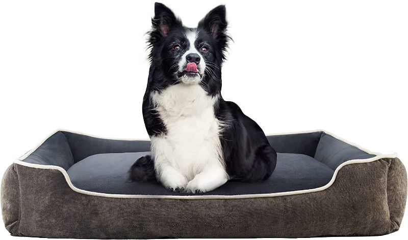 Photo 1 of Dog Bed Pet Beds Cat Bed Rectangle Large Dogs Sofa Beds Large Medium Size Dogs Bed with Reversible Pillow Removable Washable Cover Non-Slip Waterproof Bottom 32/36in
